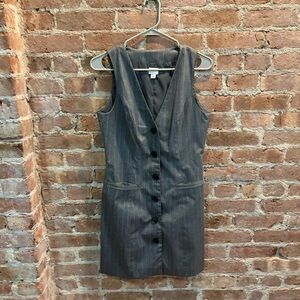 Gray Sleeveless Pinstripe Dress